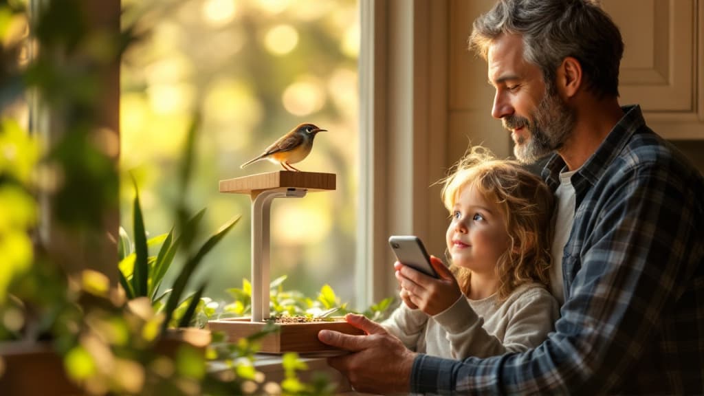 WingWatch feeder capturing a bird in a backyard habitat